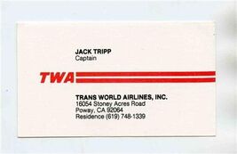 Jack Tripp Captain TWA Trans World Airlines Business Card  - $11.88