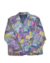 Vintage Silk Reversible Jacket Womens M Patchwork Quilted Hippy Floral - £37.24 GBP