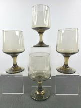 (4) Libbey Tawny Accent Water Goblets Set Vintage Elegant Brown Smoke Re... - £31.00 GBP