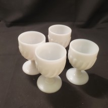 4 Vintage Milk Glass 3 1/2&quot; Sherbert Glasss Custard Cups - £14.39 GBP