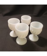4 Vintage Milk Glass 3 1/2&quot; Sherbert Glasss Custard Cups - £14.09 GBP