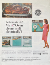 1966 General Electric Vintage Print Ad Let Em Sizzle Oven Cleans Itself - £11.55 GBP