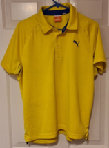 Puma Cool Cell Mens Vented Golf Polo Shirt Size M Yellow Embroidered - $17.46