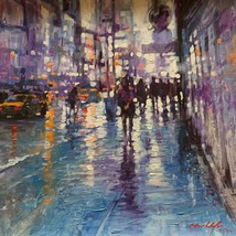 David Hinchliffe &quot;Purple Rain&quot; H/S Limited Embellished Giclee Winter 18x18 - £347.96 GBP