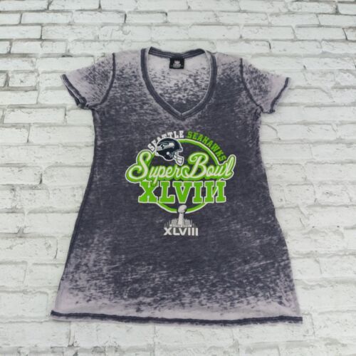 NFL Seattle Seahawks T Shirt Womens Medium Blue Short Sleeve V Neck Burn... - $13.99