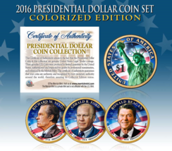 2016 Us Mint Colorized Presidential $1 Dollar Coins - Final Full Set Of 3 - £16.83 GBP