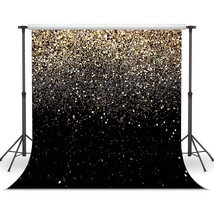 8X8Ft Gold Backdrop Glitter Backdrop Gold Spots Bokeh Backdrop Black And Gold Ba - £53.18 GBP