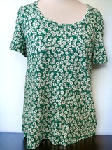 Lucky Brand ladies short sleeve green floral pullover cotton tunic top medium - £18.10 GBP