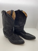 Dan Post Boots Mens 12 D Bullhide Western Tall Heels Pull On 26660 Black Leather - £39.70 GBP