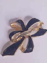 Vintage Goldtone Black Bow Brooch Pin 1.50&quot; - $116.67 MXN