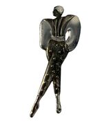 Vintage Art Deco Style Figural Brooch Silver Tone Stylized Nude Woman Pi... - $31.50
