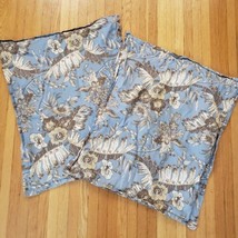 Lauren Ralph Lauren Pillow Shams Tropical Floral Fronds Blue Tan Brown SET of 2 - $29.65
