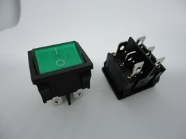 2Pc Pack QY605-201-T125 6A 250V 15A 125V Green Power Switch Rocker 2 Position 4P - £11.14 GBP
