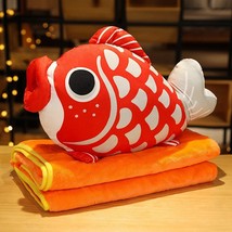 Cyprinus Carpio Plush Pillows Simulation Koi Fish Dolls Cute Cushion with Blanke - £21.59 GBP