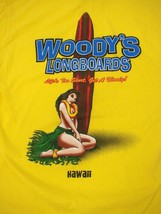 WOODYS LONGBOARDS T-shirt Surf Hawaii Beach Surfboard Island Skateboard ... - £12.26 GBP