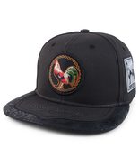 Trendy Apparel Shop Rooster Patch Flatbill Snapback Baseball Cap - Black - £13.43 GBP