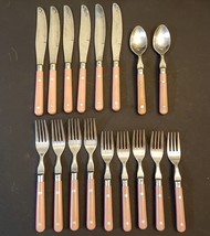 Mardi Gras Mauve CHOICE Fork Knife Washington Forge VTG Stainless Flatware Korea - £5.41 GBP