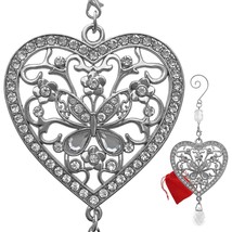 BANBERRY DESIGNS Heart and Butterfly Hanging Ornament - Clear Crystals and Filig - £17.91 GBP