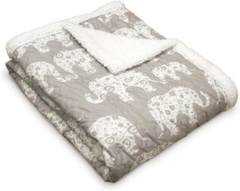 Elephant Parade Throw Fuzzy Reversible Sherpa Blanket, 60&quot; X, From Lush ... - $605.97 MXN