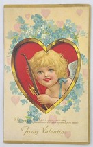 Antique 1908 Embossed Cupid in Heart To My Valentine Postcard 3.5&quot; x 5.5&quot; - £7.58 GBP