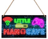 Little Man Cave, Neon Gaming Wooden Door Sign For Gamer Room Decor, Boys... - $18.99