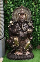 Ebros 34&quot; Tall Large Hindu God Ganesha On Throne with Giant Mouse Figurine - £350.61 GBP