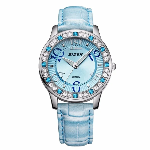 Women Quartz Watch Ladies Girls Diamond Dress Wristwatch Genuine Leather Band - $20.00