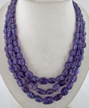 Natural Amethyst Carved Beaded Necklace 3 L 696 Carats Gemstone Antique String - £686.30 GBP