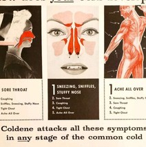 1958 Coldene Cold Liquid Medicine Tablets Advertisement Medical Health HM2T - £19.10 GBP