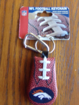 Denver Broncos NFL Licensed Leather Football Grained Keychain New with T... - $9.65