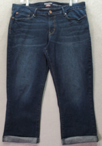 Levi&#39;s Denizen Jeans Women&#39;s Size 16 Dark Blue Denim Cropped Cotton Stra... - £15.93 GBP