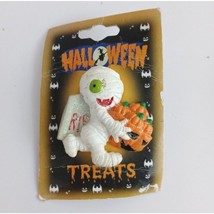 New Halloween Treats Mummy With Jack O&#39;Lantern &amp; Tombstone Glitter Lapel Hat Pin - £5.07 GBP