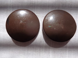 Large Dark Brown Slightly Domed Buttons (2) Buttons 1 Loop Vintage (#3703) - $8.99