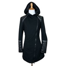 Blanc Noir Jacket Small Black Update Traveler Cotton Faux Leather Zip Up... - £58.71 GBP