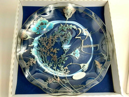 Silver 25th Anniversary Scalloped Glass Plate 1984 Simon Devoche Lefton Vintage - £15.76 GBP