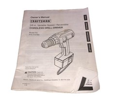 craftsman owners manual 3/8 In. Cordless Drill Model 315. 110780 - $6.80