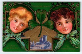 St Patrick&#39;s Day Postcard True Irish Hearts Erin Go Bragh Shamrock Forever 1910 - £13.55 GBP