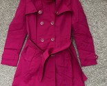 New York &amp; Company Hot Pink Belted Long Trench Coat Jacket Size Large - £35.22 GBP