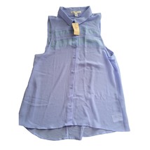 Nwt American eagle XS blue sleeveless sheer button up tank top - £7.83 GBP