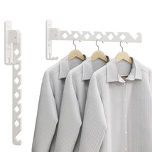 Wall Mounted Folding Clothes Drying Rack White Laundry Coat Rack Hanger ... - £28.31 GBP