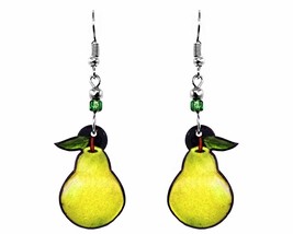 Pear Fruit Graphic Dangle Earrings - Womens Fashion Handmade Jewelry Foo... - $17.81