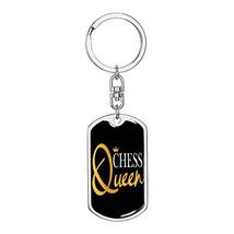 Chess Fan Gift Chess Queen Swivel Keychain Dog Tag Engraved 18k Gold - £46.67 GBP