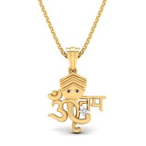 SwaraEcom 14K Yellow Gold Plated Round Cut AAA Cubic Zirconia Om Lord Ganesh Pen - £39.95 GBP