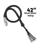 42&quot; Leather Motorcycle Get Back Whip 1 Ball &amp; Skulls Handlebar Black Bik... - $21.03