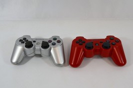 Sony Dualshock Wireless SIXAXIS Controller Lot of 2 Silver Red CECHZC2U Tested - $38.69