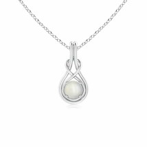 5mm Round Moonstone Solitaire Infinity Knot Pendant in Silver - £138.71 GBP