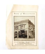 1910 Bank Of Hollywood Advertisement California G.W. Hoover Antique Bank... - $29.99