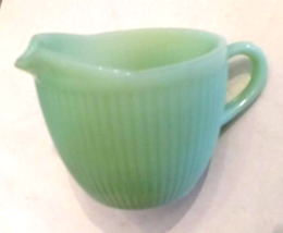 Anchor Hocking Fire King Jadeite Green VTG Jane Ray Ribbed Creamer Mug w... - $37.56