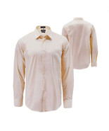 Men&#39;s Classic Button Up Long Sleeve Solid Cream Color Slim Fit Dress Shirt - £16.72 GBP
