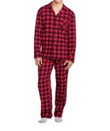 Hanes Mens Red Black Buffalo Plaid Cotton Flannel Pajama Set Size S 2X B... - $45.12 CAD